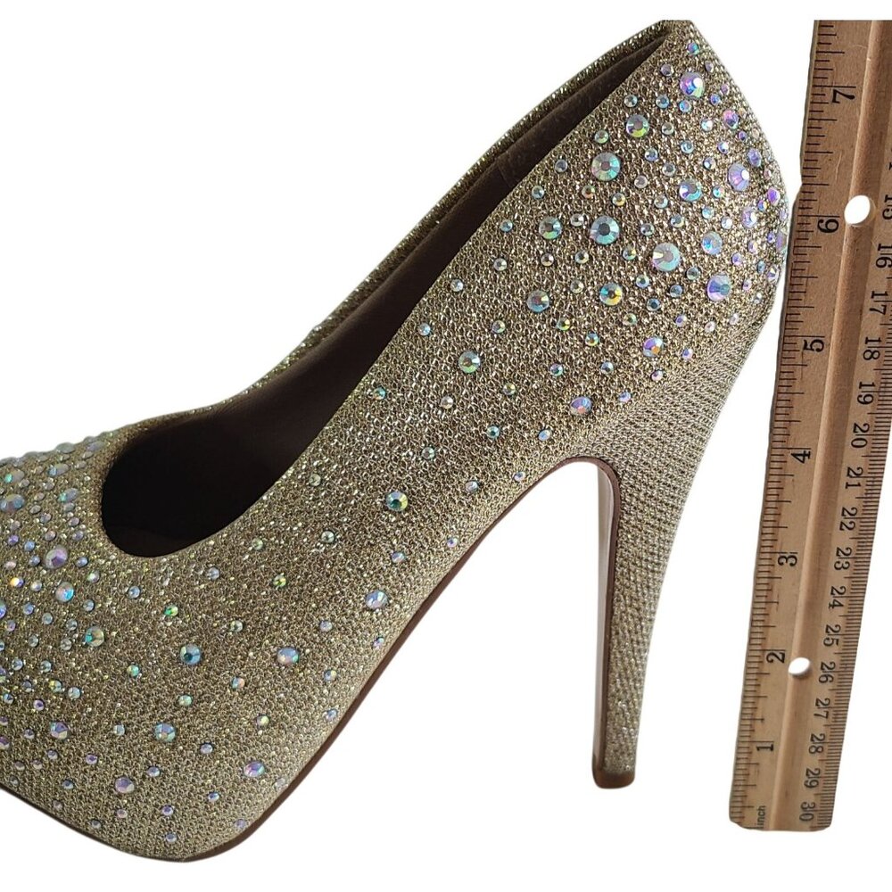 Delicacy Women's Sunset Gold Glitter Rhinestone Glam High Heel Pumps Hot Fashion - Picture 13 of 13